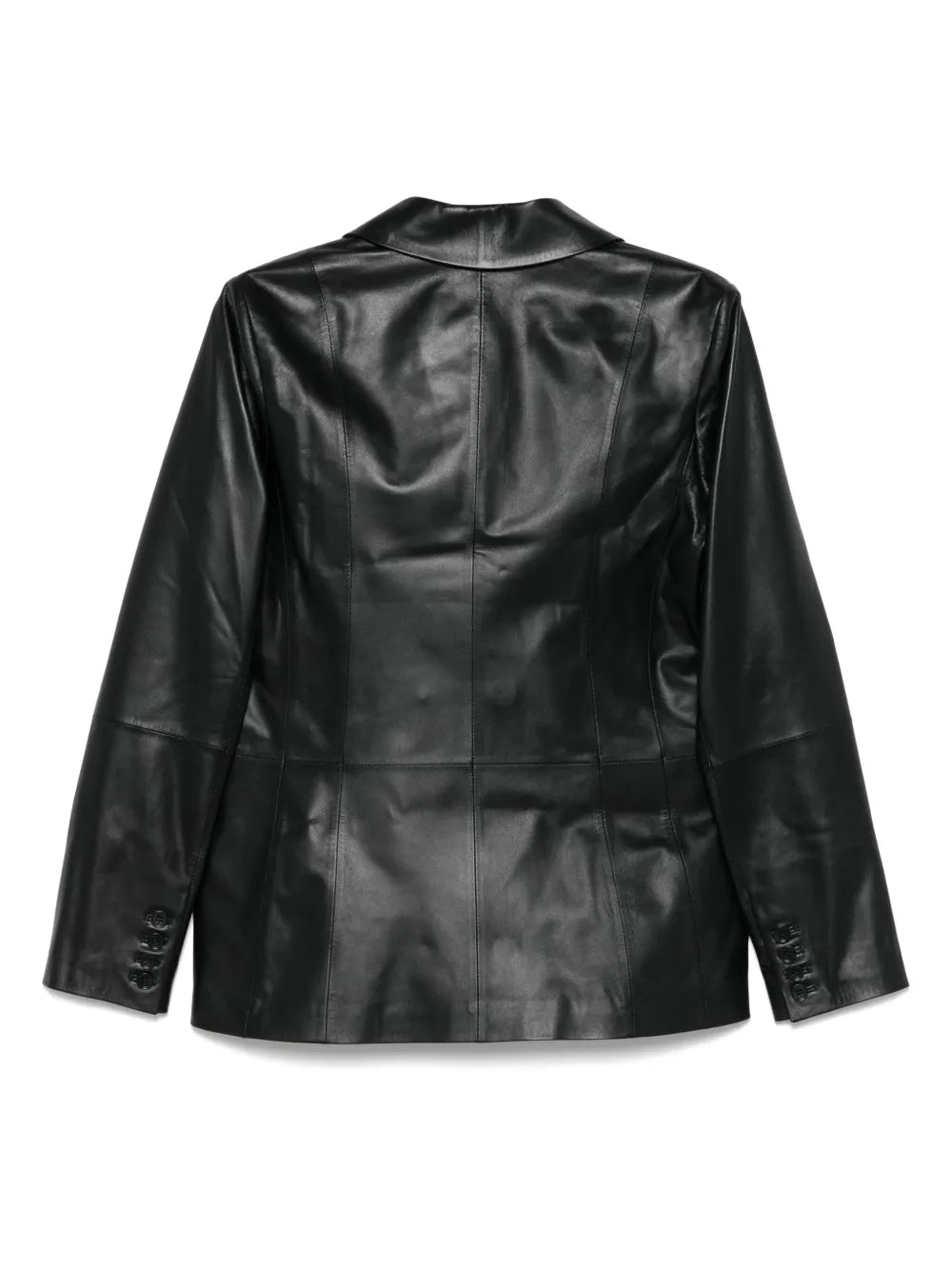 Double-Breasted Leather Blazer