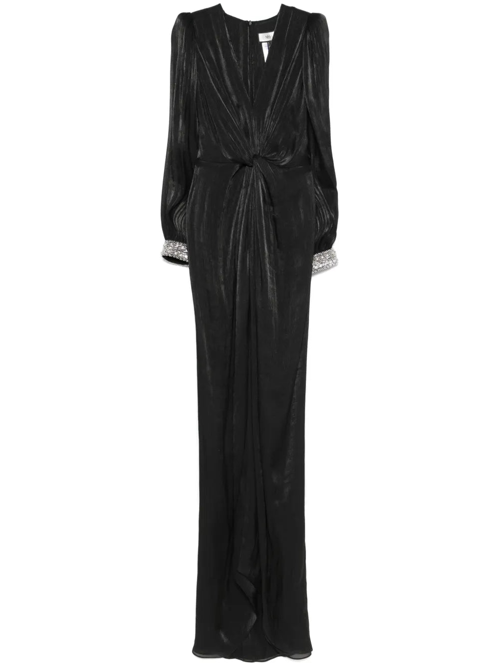 Twist-Detail Plissé Maxi Dress