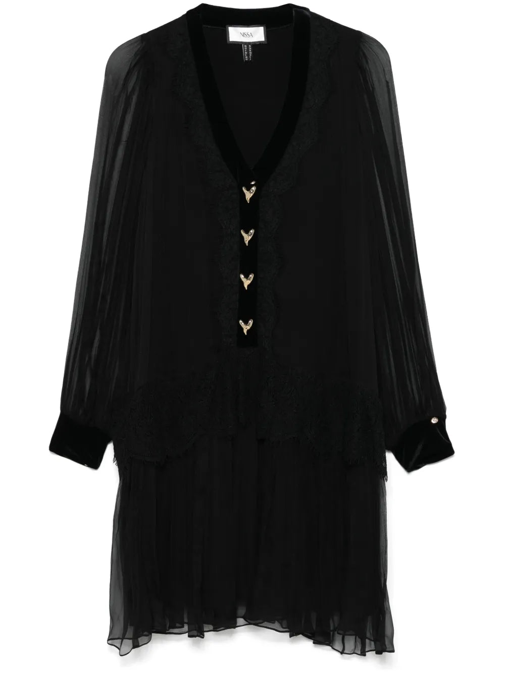Lace-Panelling Silk Mini Dress