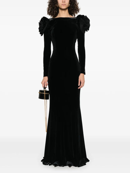 Backless Velvet Maxi Dress