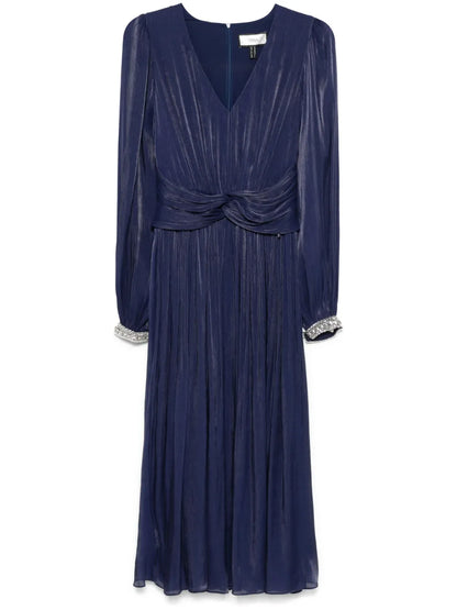 Pleated Chiffon Midi Dress
