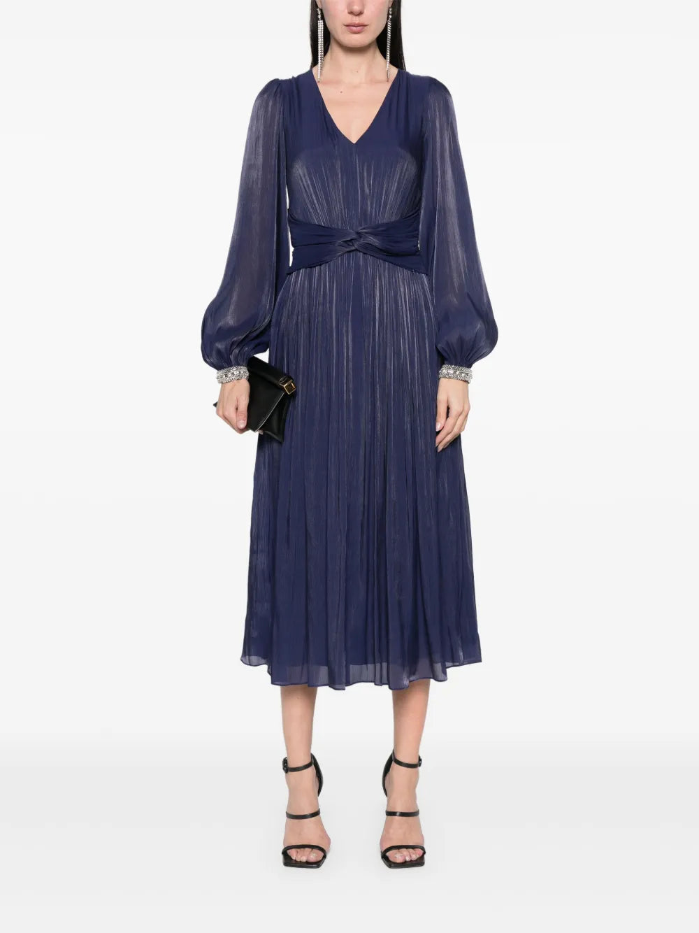 Pleated Chiffon Midi Dress