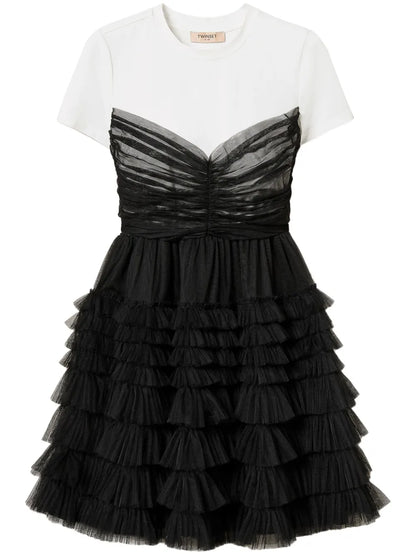 T-Shirt-Detail Tulle Mini Dress