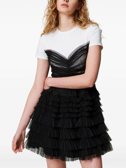 T-Shirt-Detail Tulle Mini Dress