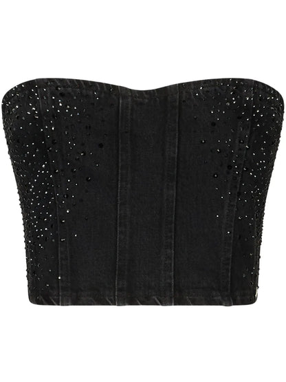 Rhinestone Denim Top