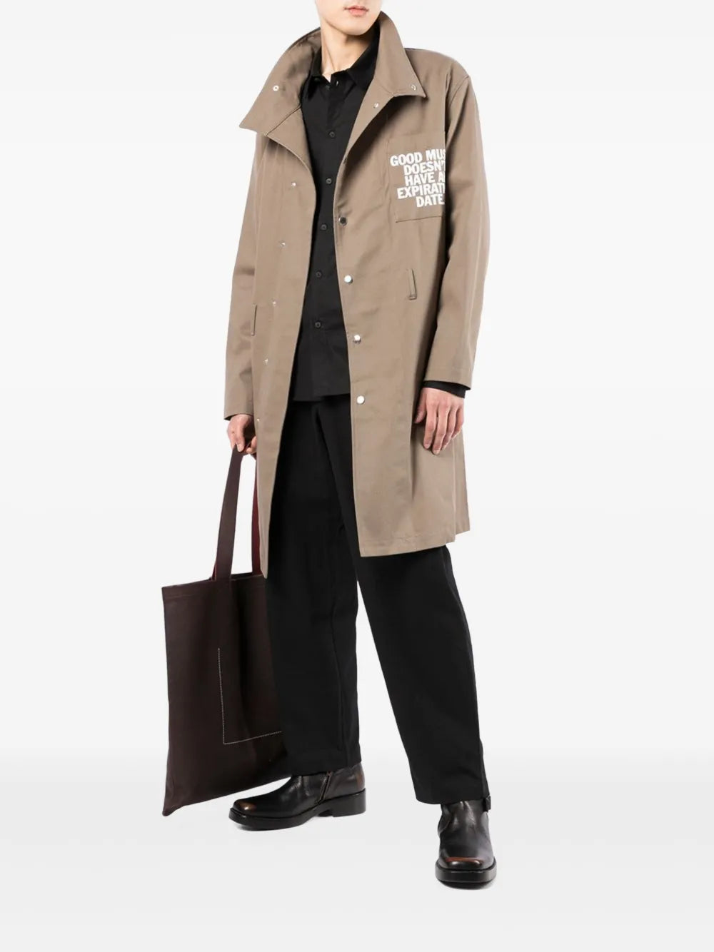 Graphic-Print Trench Coat