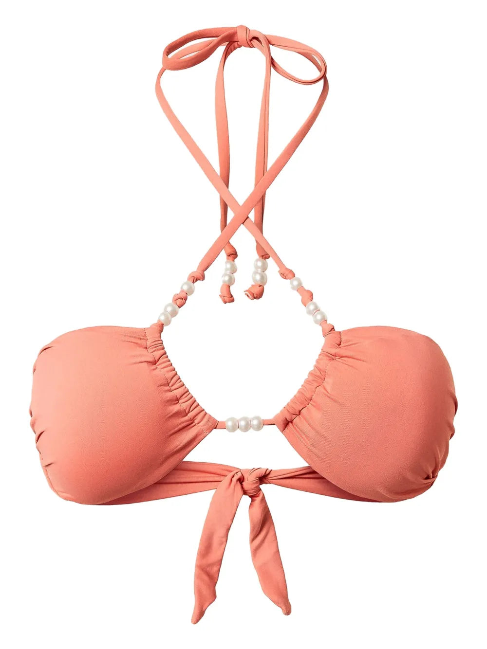 Faux Pearl-Embellished Bikini Top