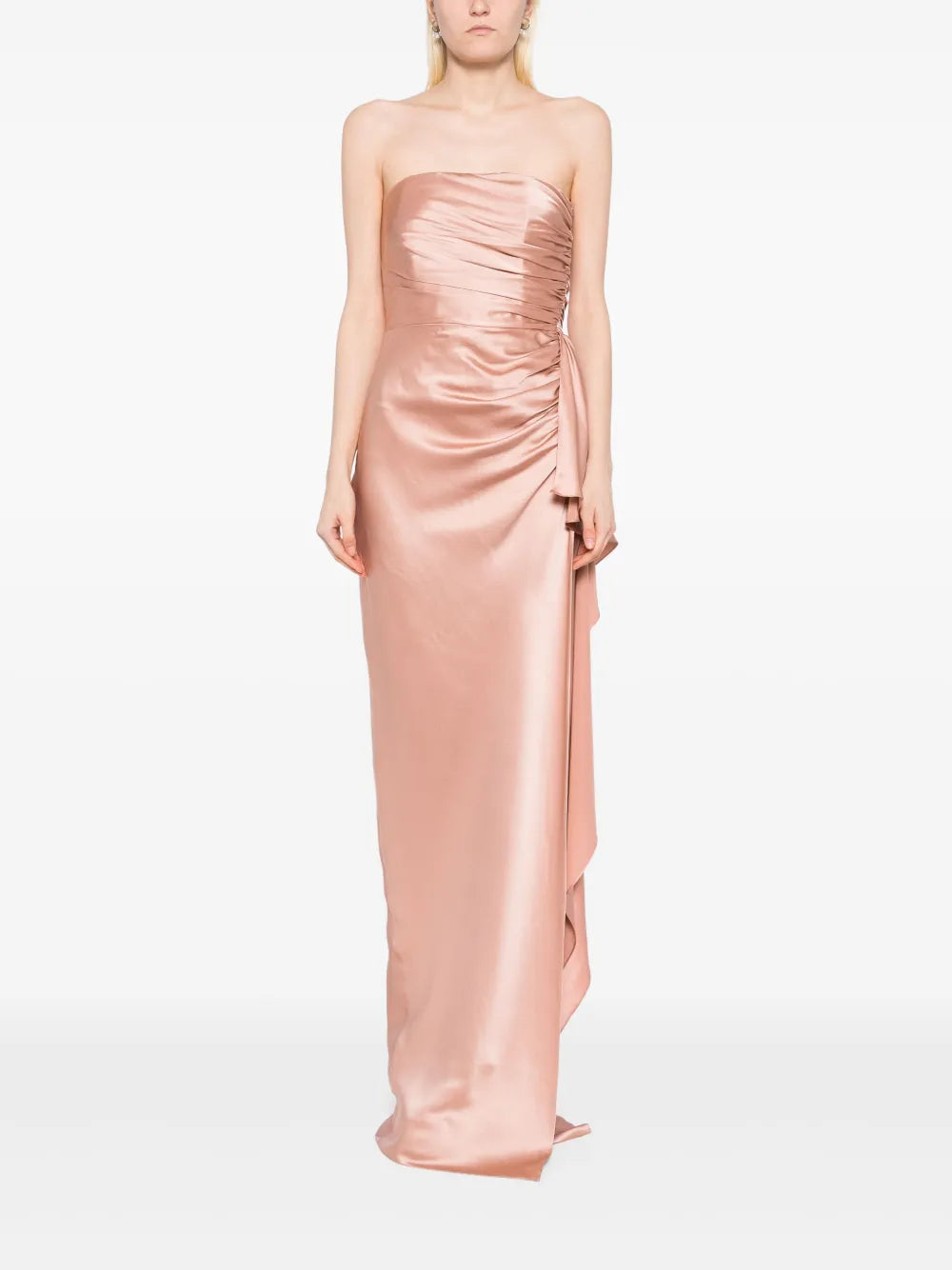 Strapless Gathered Silk Gown