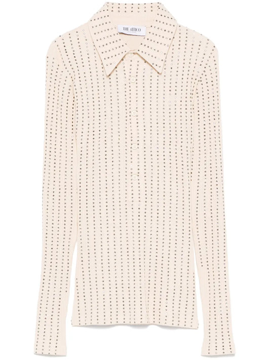 Rhinestone-Embellished Polo Shirt