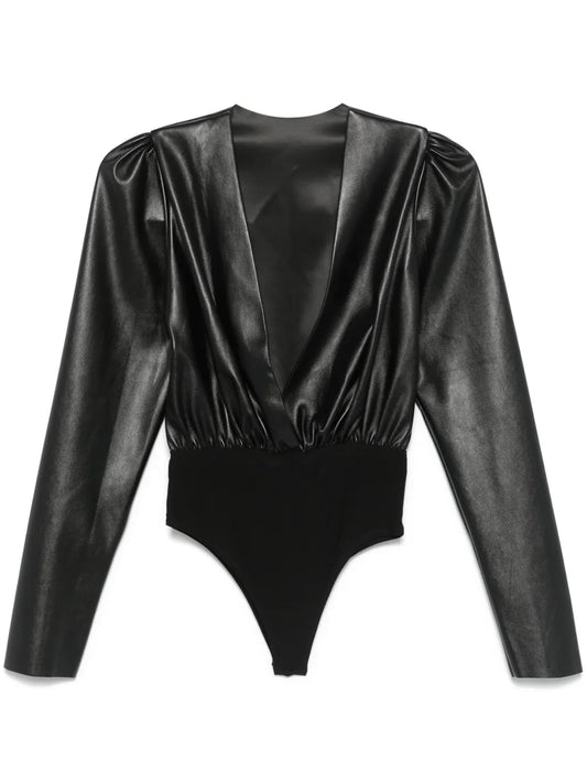 Faux-Leather Bodysuit