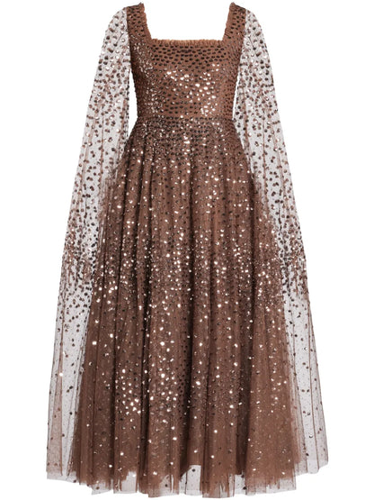 Sequin-Embellished Midi Dress