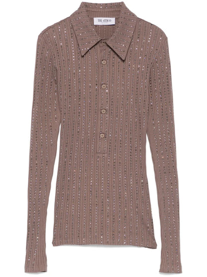 Crystal-Embellished Polo Top