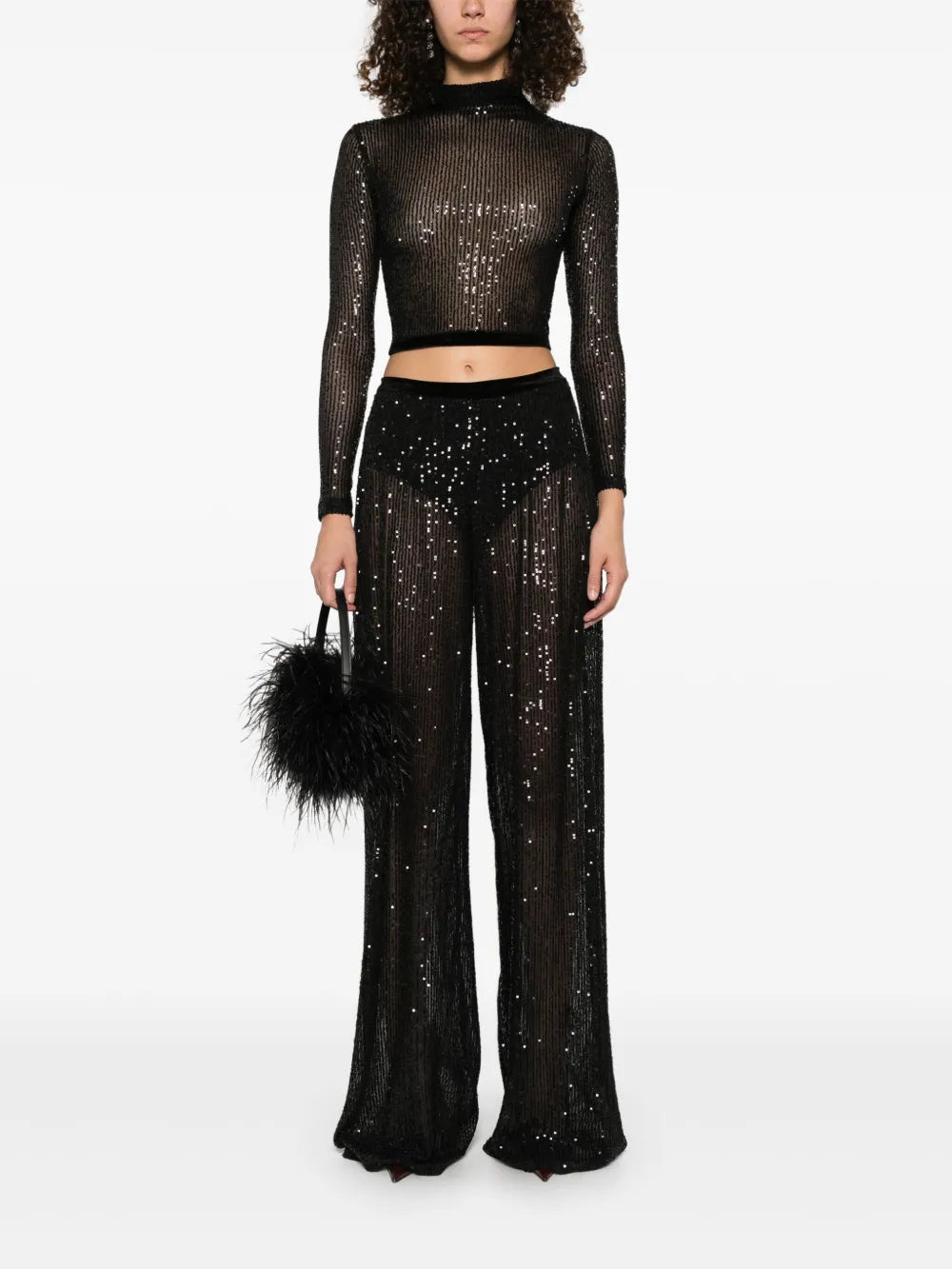 Sequin-Embellished Trousers Set