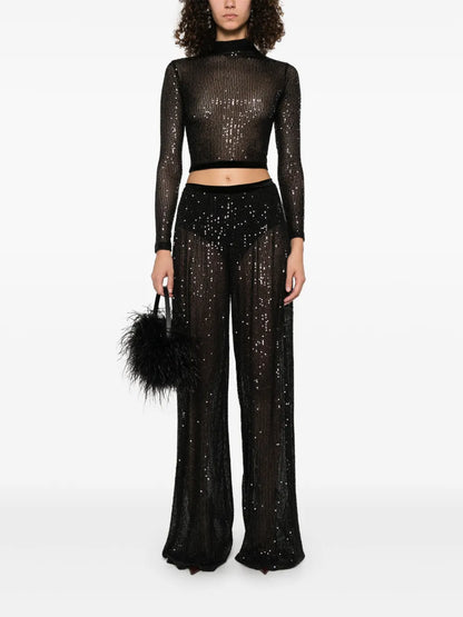Sequin-Embellished Trousers Set