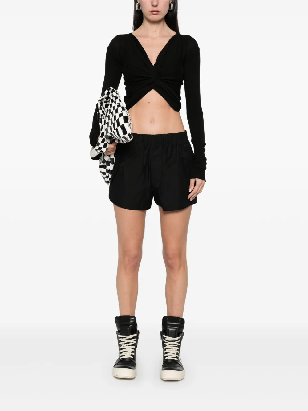 Cropped Wrap-Design Cardigan