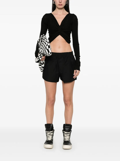 Cropped Wrap-Design Cardigan