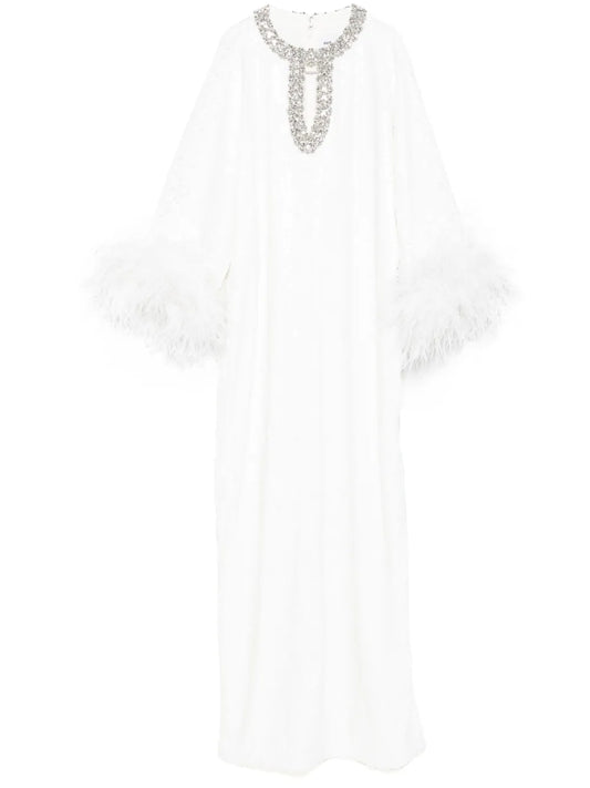 Sequin Feather Maxi Dress
