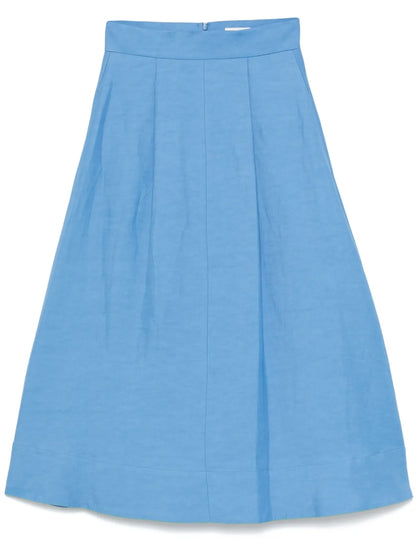 Slub-Texture Midi Skirt