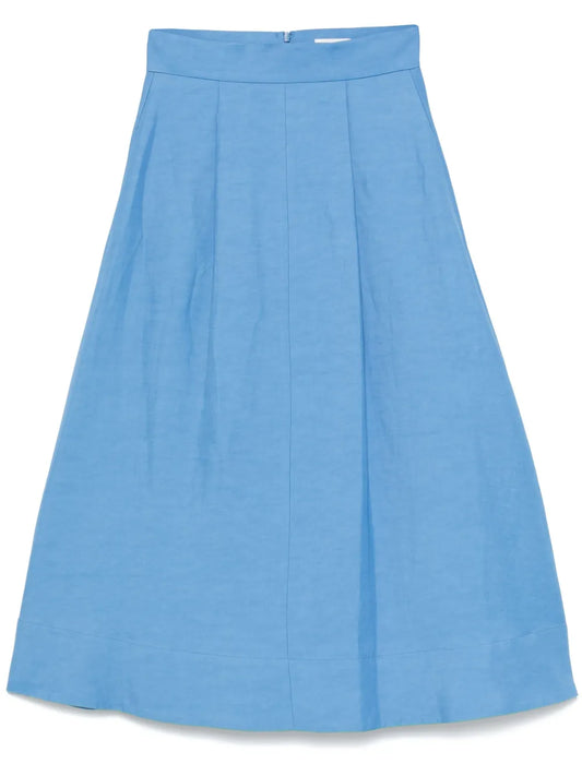 Slub-Texture Midi Skirt