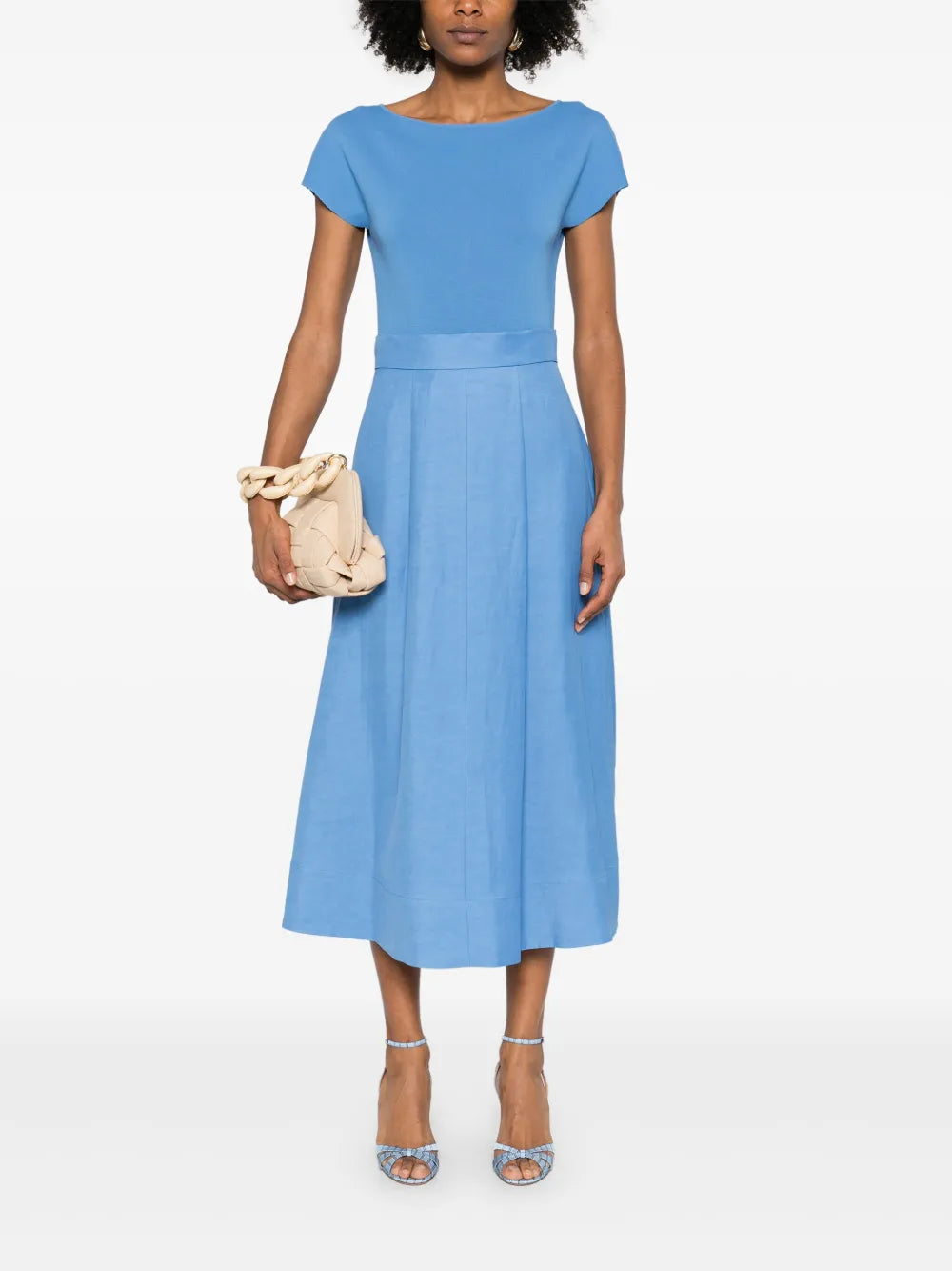 Slub-Texture Midi Skirt