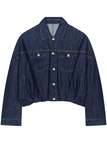 Puffball-Hem Denim Jacket