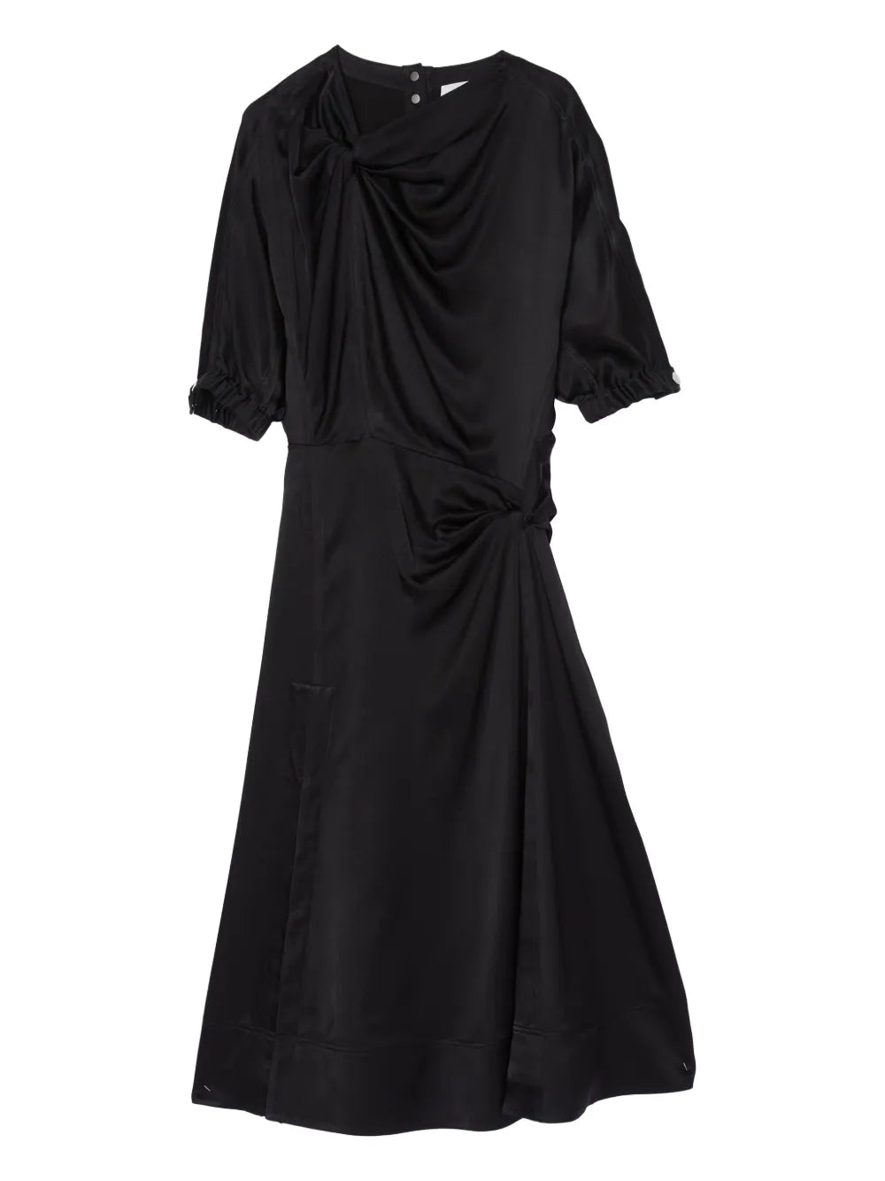 Gathered-Neckline Midi Dress