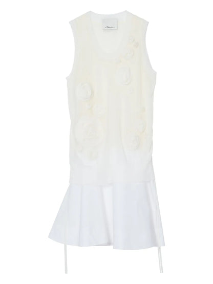Floral-Appliqué Midi Dress