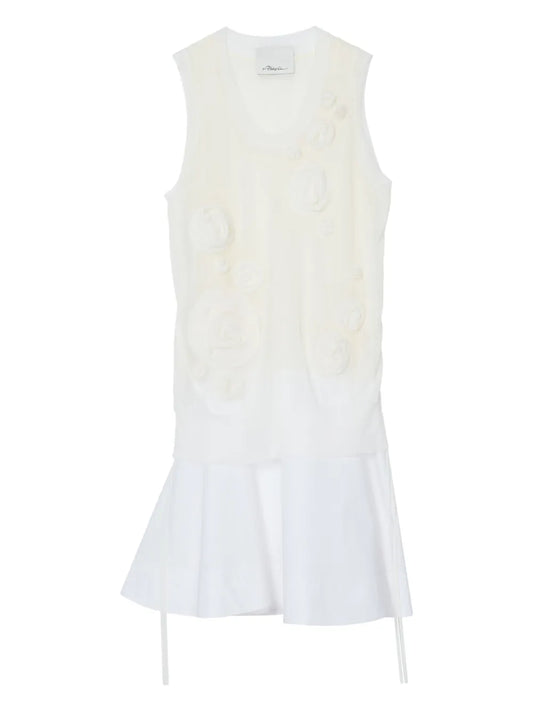 Floral-Appliqué Midi Dress