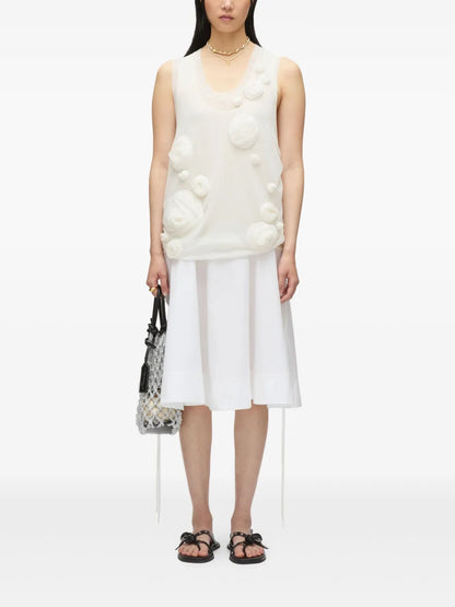 Floral-Appliqué Midi Dress