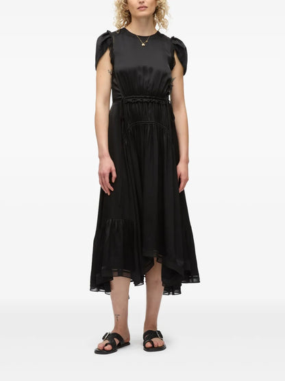 Tulip-Sleeved Midi Dress