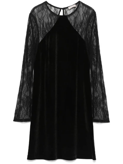 Lace-Panel Mini Dress