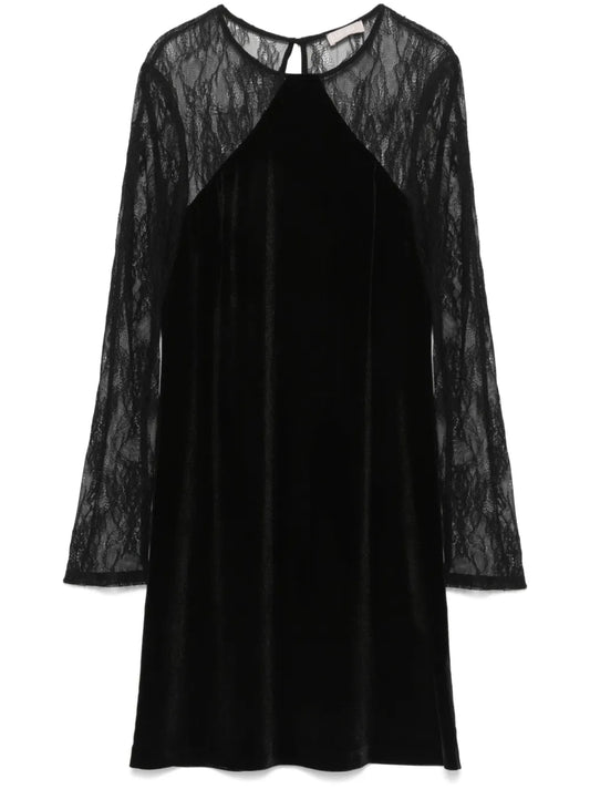 Lace-Panel Mini Dress