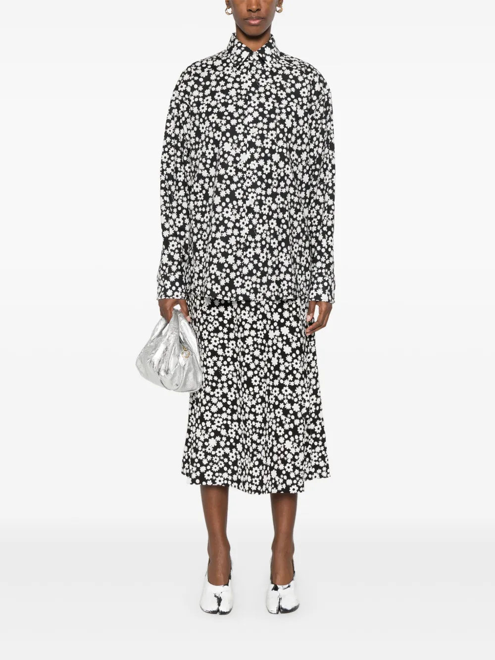 Floral-Print Midi Skirt