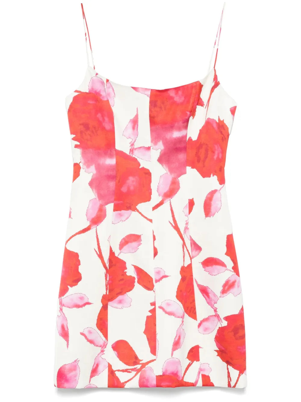 Floral-Print Satin Mini Dress