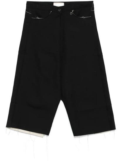 Frayed-Brim Midi Skirt