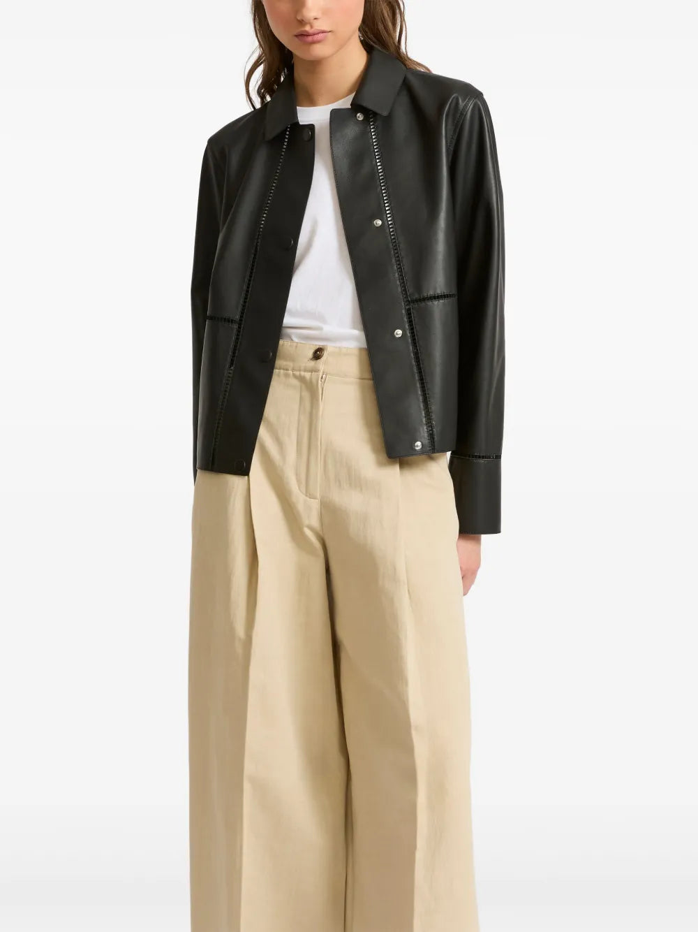 Ladder-Stitch Leather Jacket