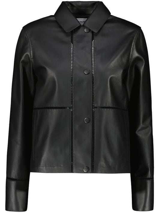 Ladder-Stitch Leather Jacket