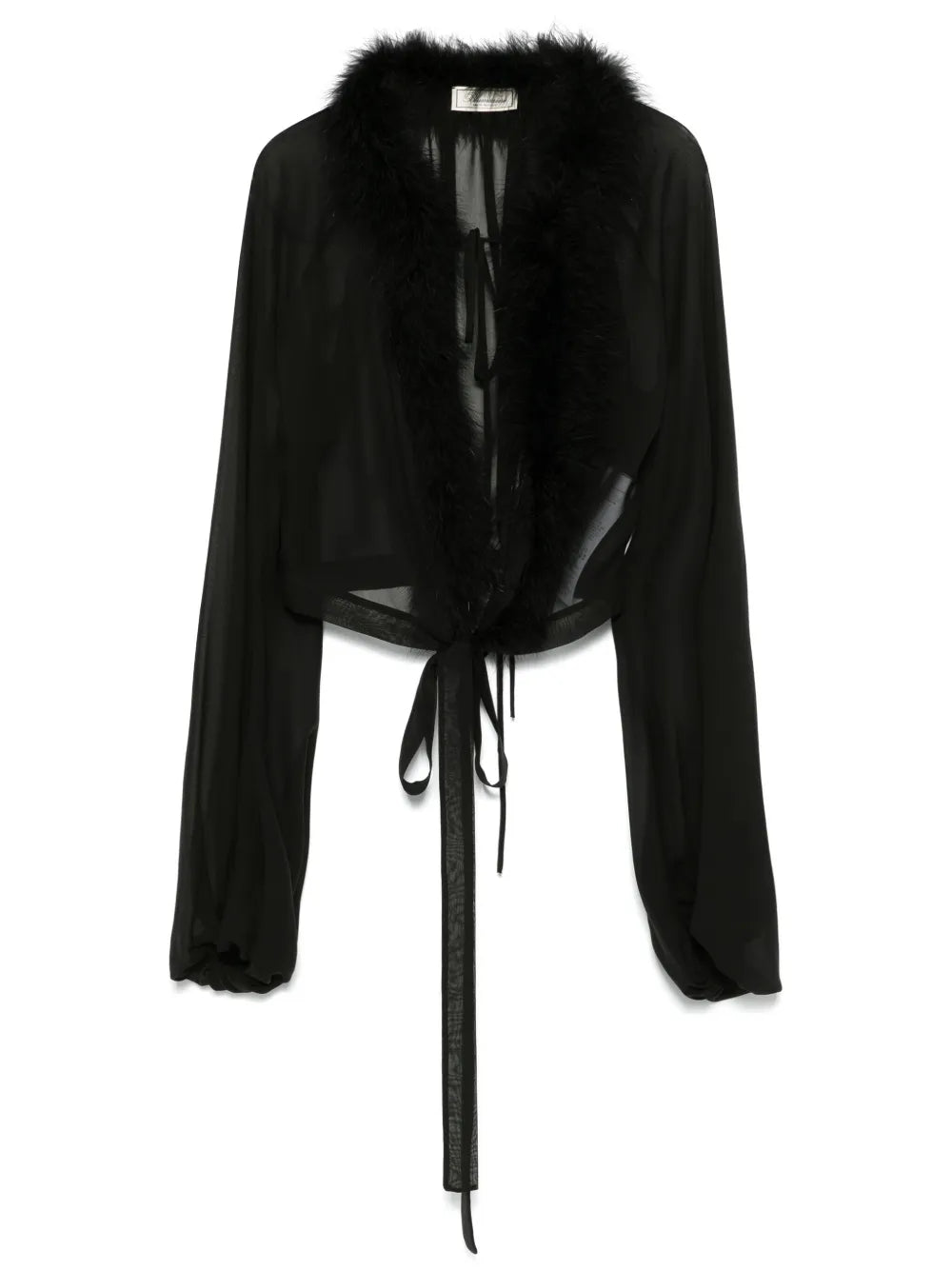 Feather-Trim Georgette Blouse