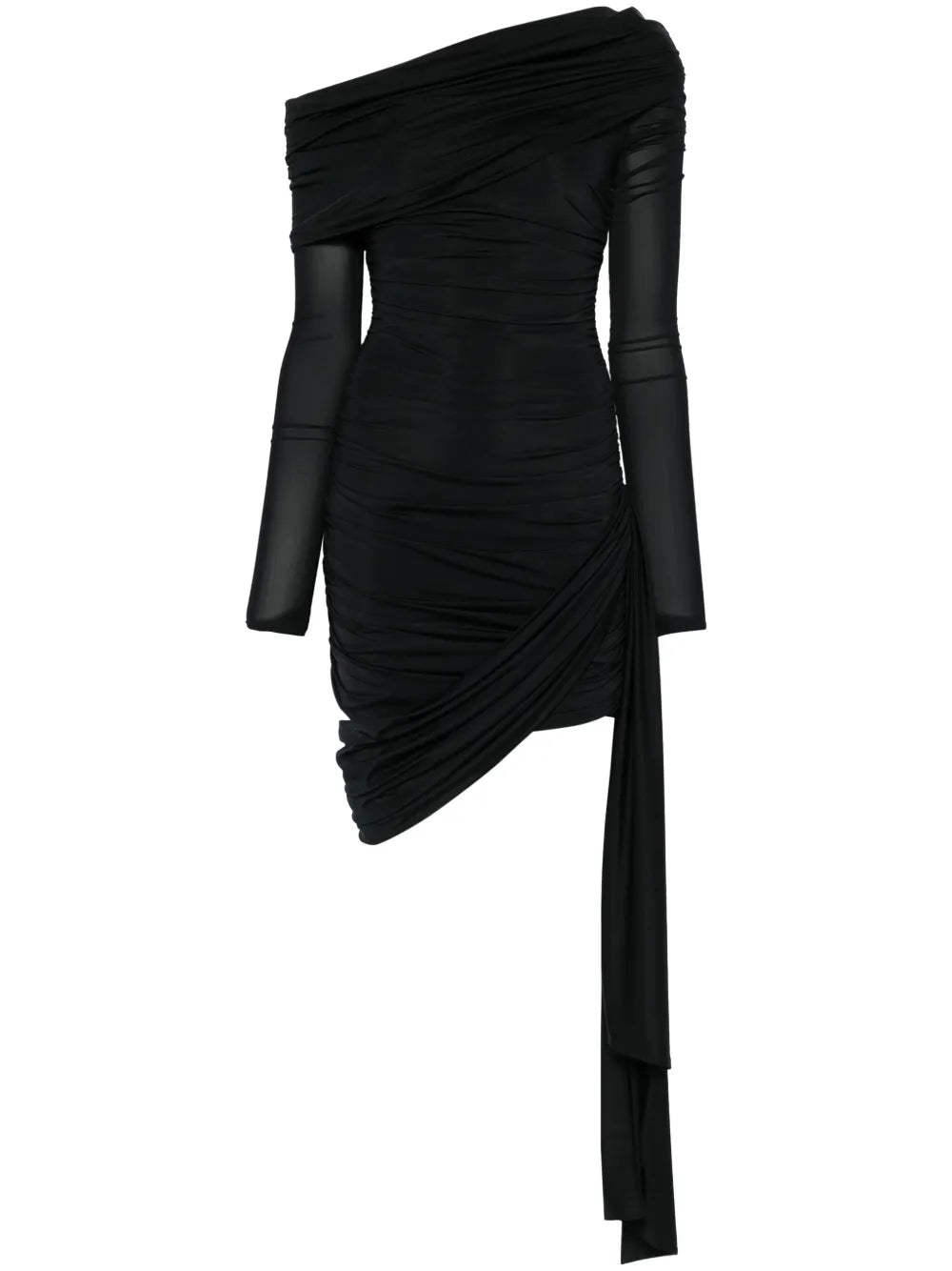 Sash-Detail Draped Mini Dress