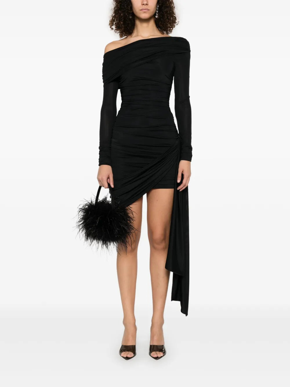 Sash-Detail Draped Mini Dress