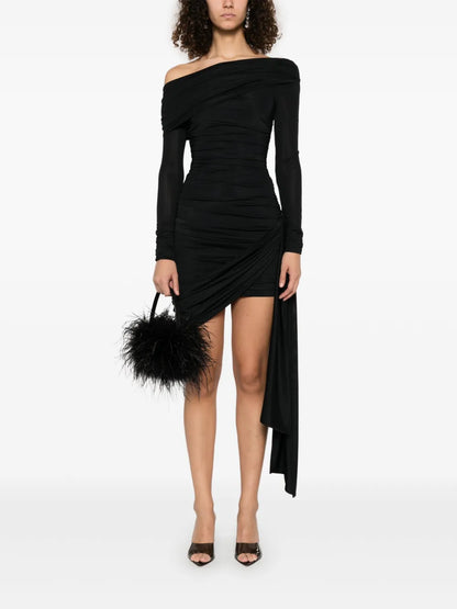 Sash-Detail Draped Mini Dress