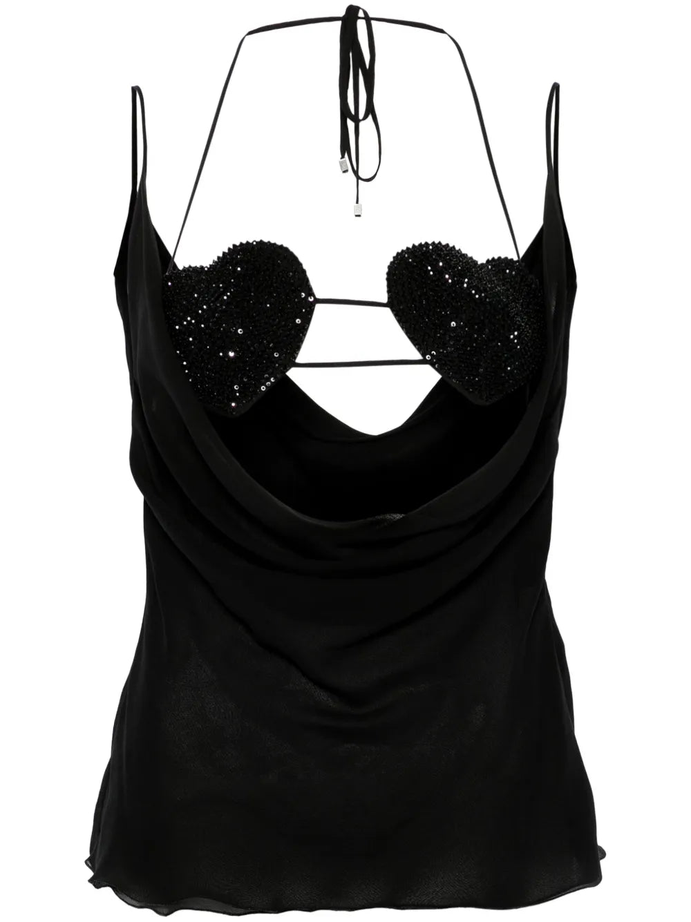 Rhinestone-Embellished Georgette Top