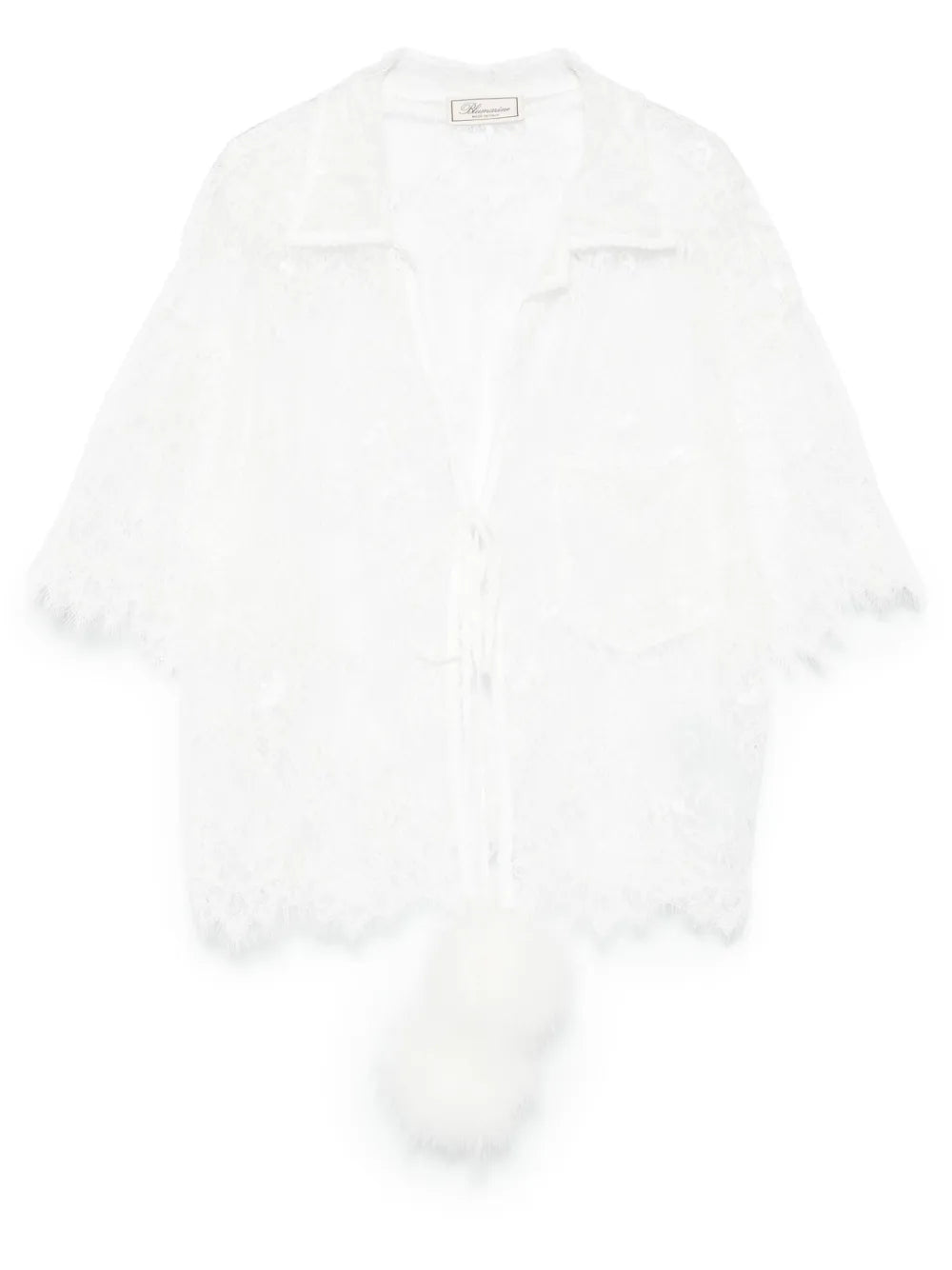 Pompom-Detail Lace Blouse