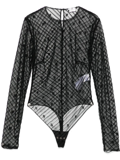 Flocked Tulle Bodysuit