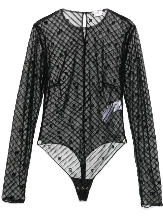 Flocked Tulle Bodysuit