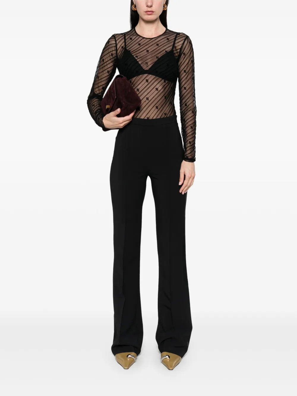 Flocked Tulle Bodysuit
