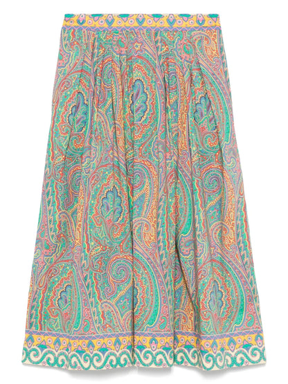 Paisley-Print Midi Skirt