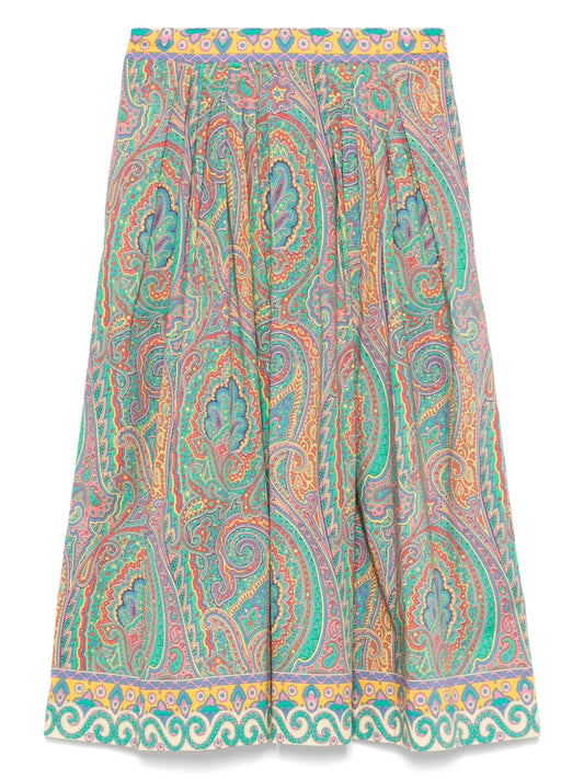 Paisley-Print Midi Skirt