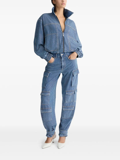 Rhinestone-Embellished Denim Jacket
