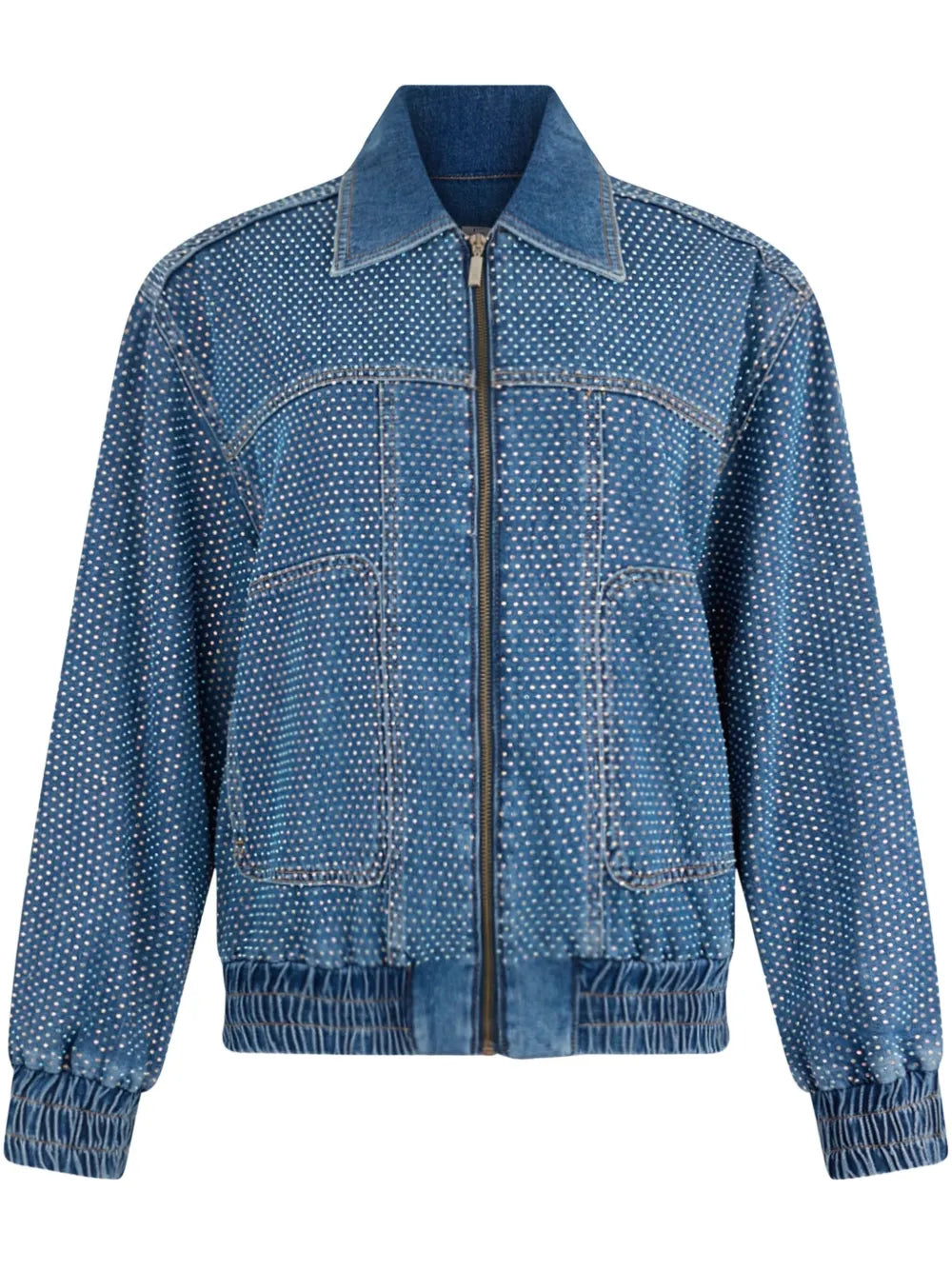 Rhinestone-Embellished Denim Jacket